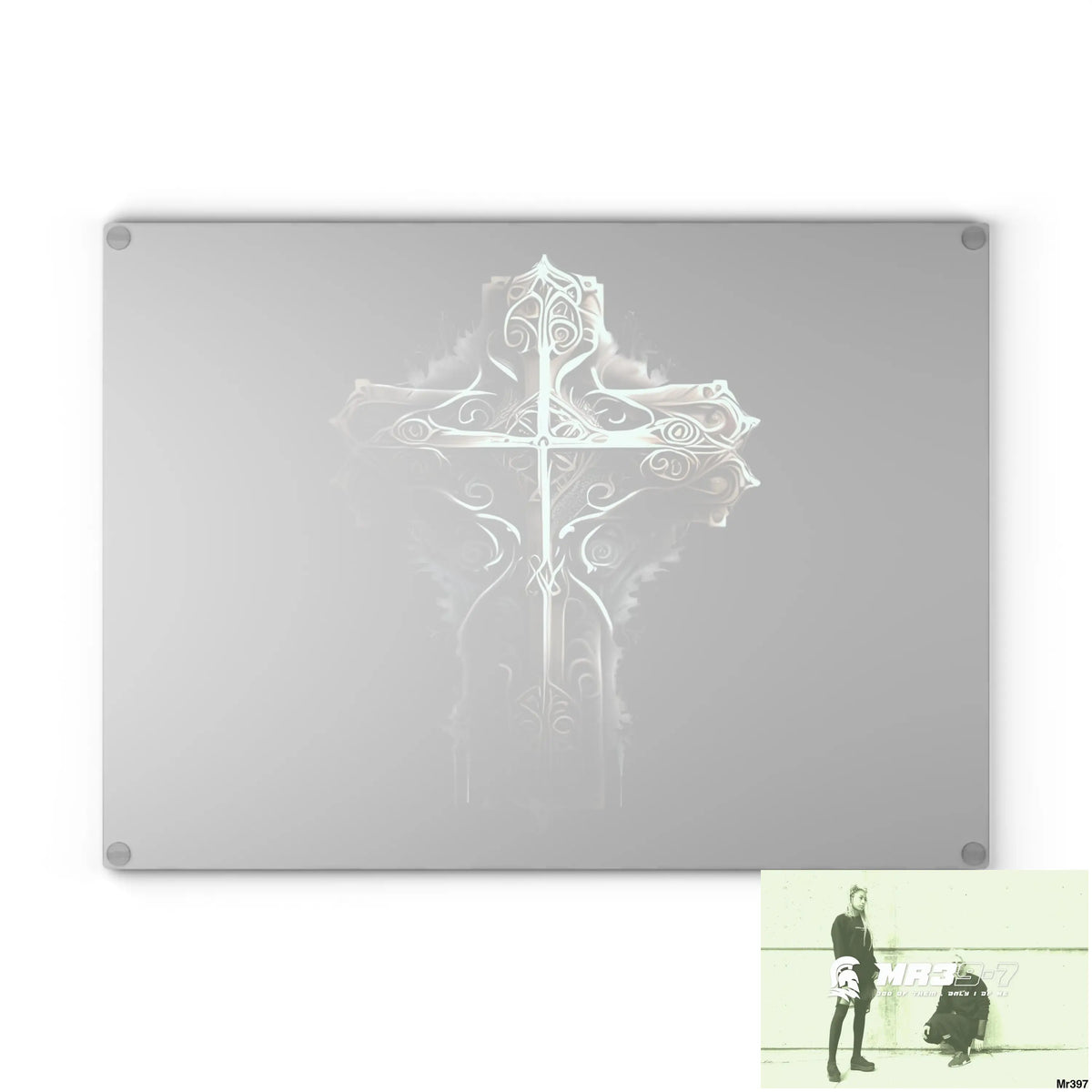 Cross Metallic Gothic Hyper Realistic Cutting Board Home Decor