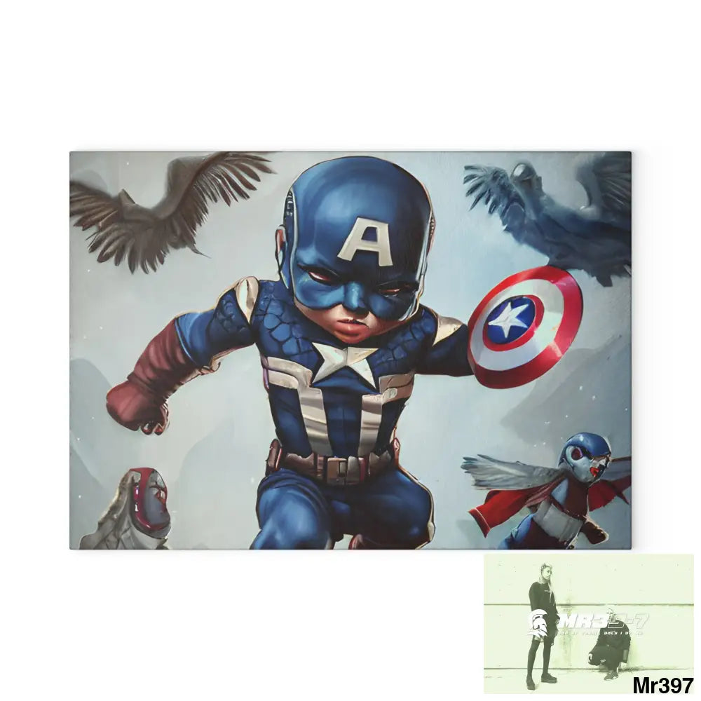 Cute Adorable Super Hero Baby Captain America Symmetrical Hyper Realistic Cutting Board 8’’ x 11’’ / Rectangle Home