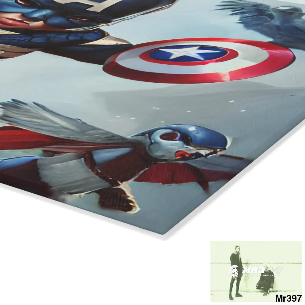 Cute Adorable Super Hero Baby Captain America Symmetrical Hyper Realistic Cutting Board Home Decor