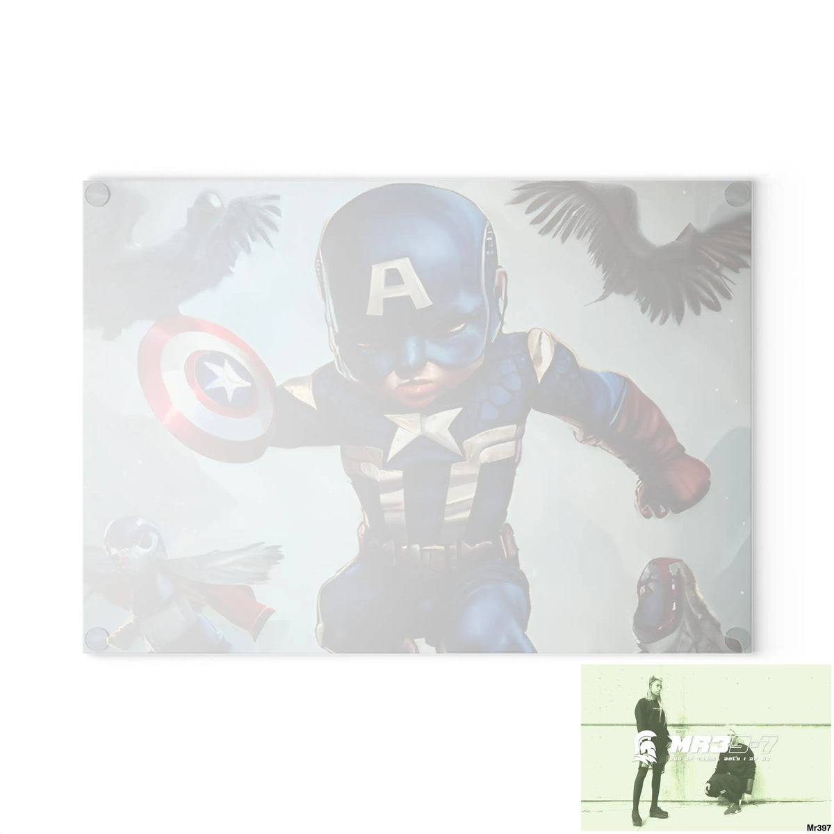 Cute Adorable Super Hero Baby Captain America Symmetrical Hyper Realistic Cutting Board Home Decor