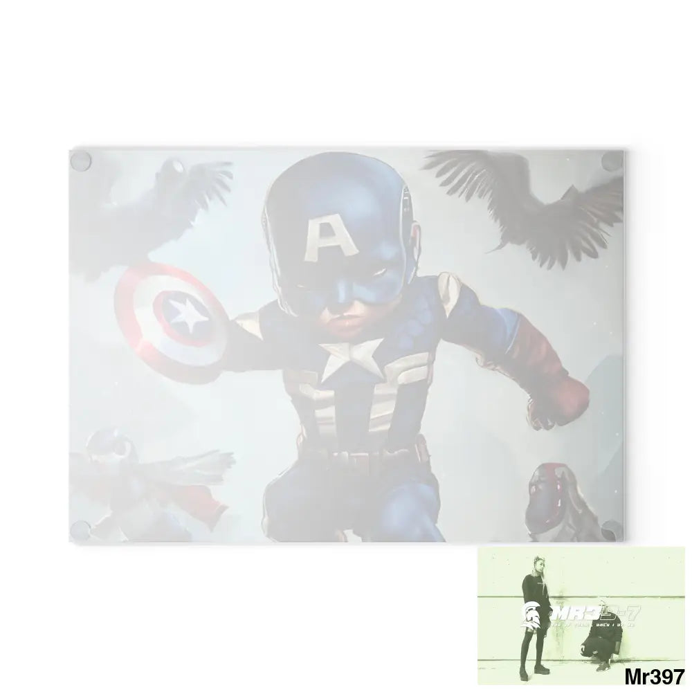 Cute Adorable Super Hero Baby Captain America Symmetrical Hyper Realistic Cutting Board Home Decor