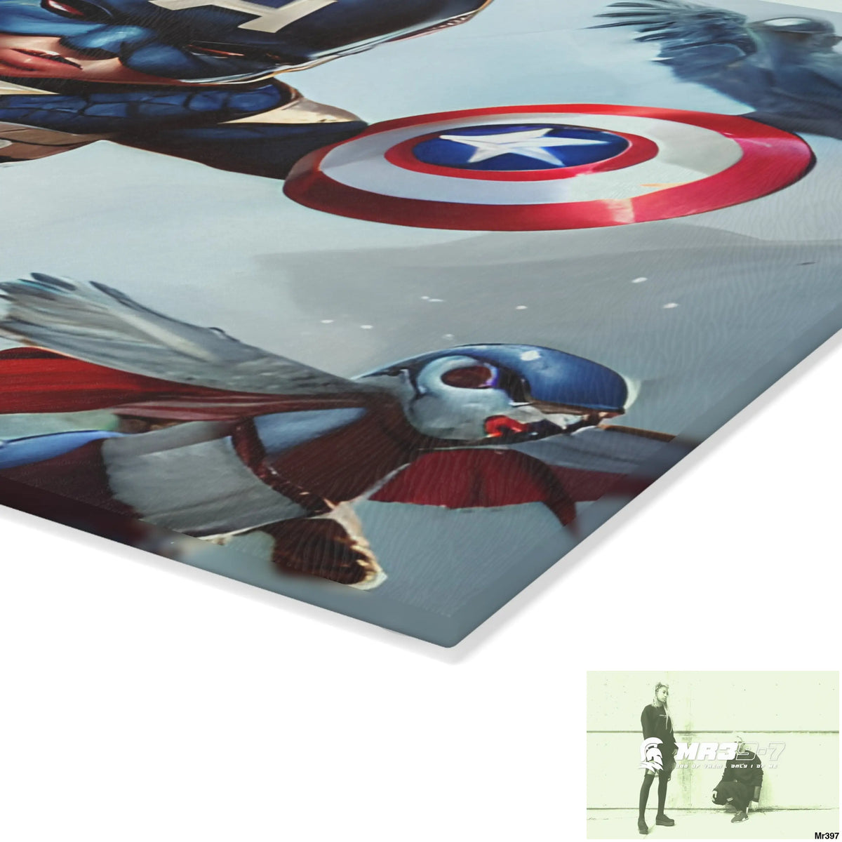 Cute Adorable Super Hero Baby Captain America Symmetrical Hyper Realistic Cutting Board Home Decor