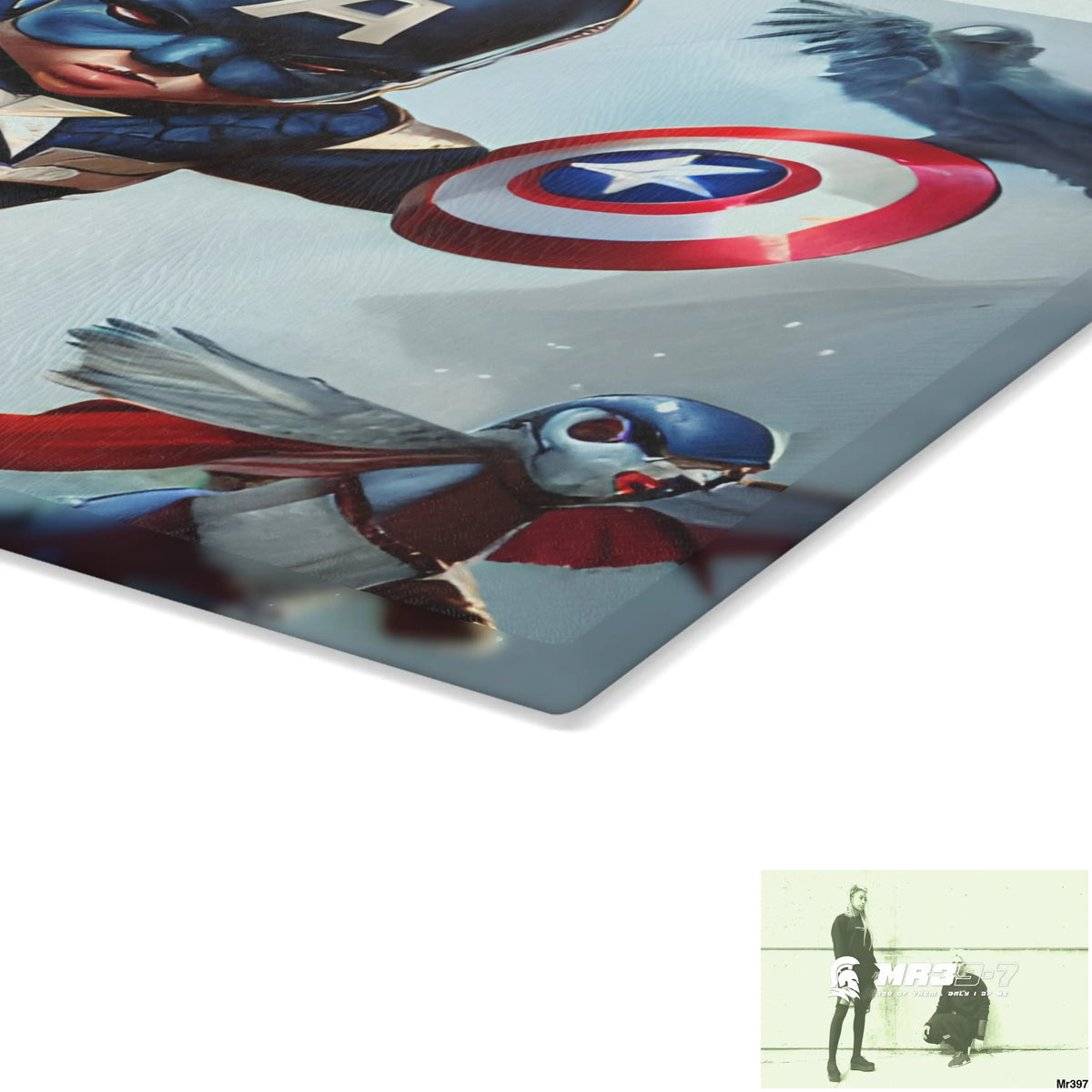 Cute Adorable Super Hero Baby Captain America Symmetrical Hyper Realistic Cutting Board Home Decor