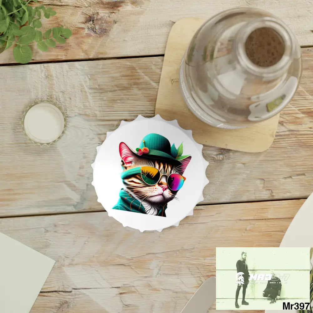 Dancing car n Sun glasses Magnetic Bottle Opener One size / White Accessories