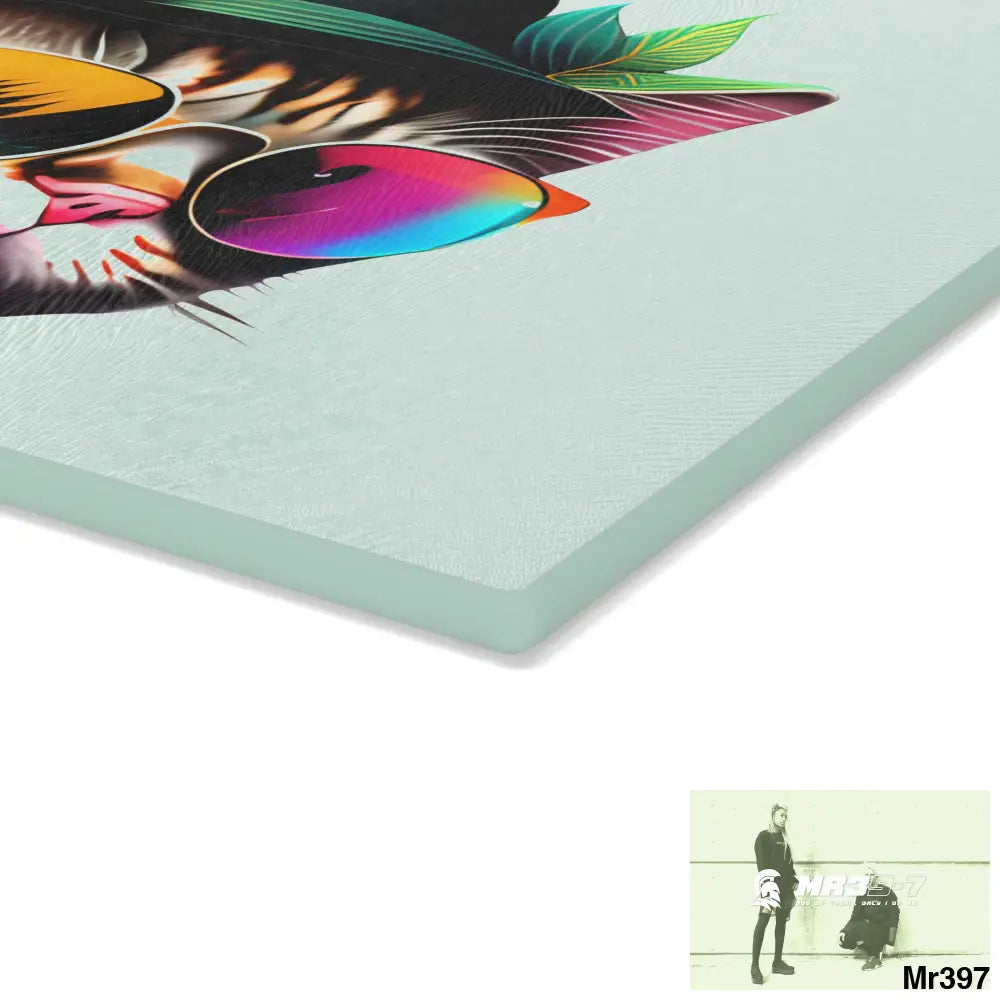 Dancing Cat with Sunglasses and Hat Cutting Board Home Decor