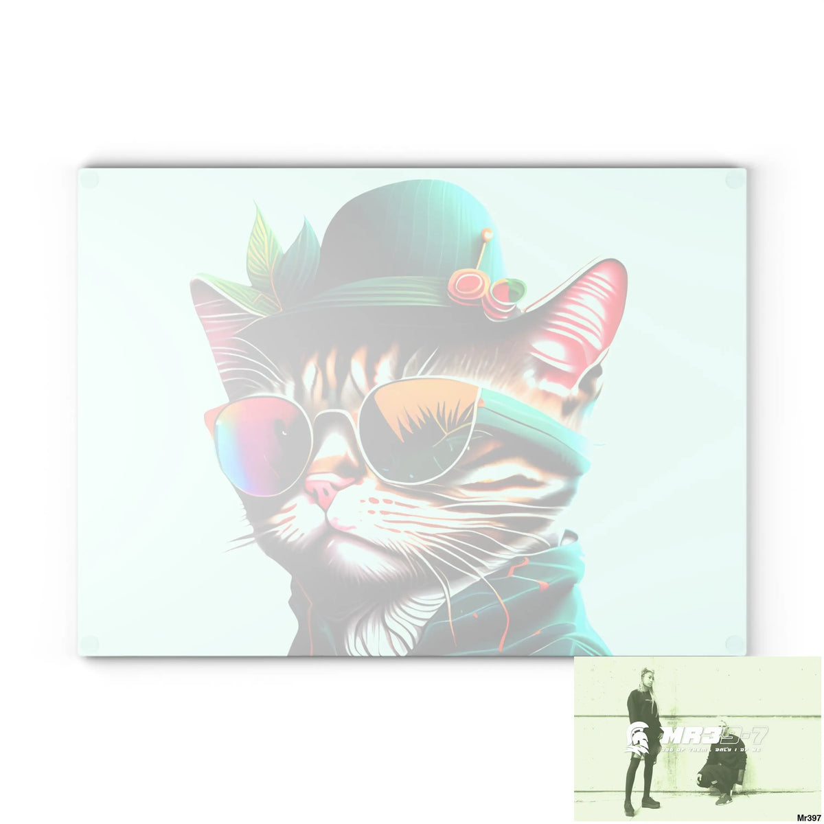Dancing Cat with Sunglasses and Hat Cutting Board Home Decor