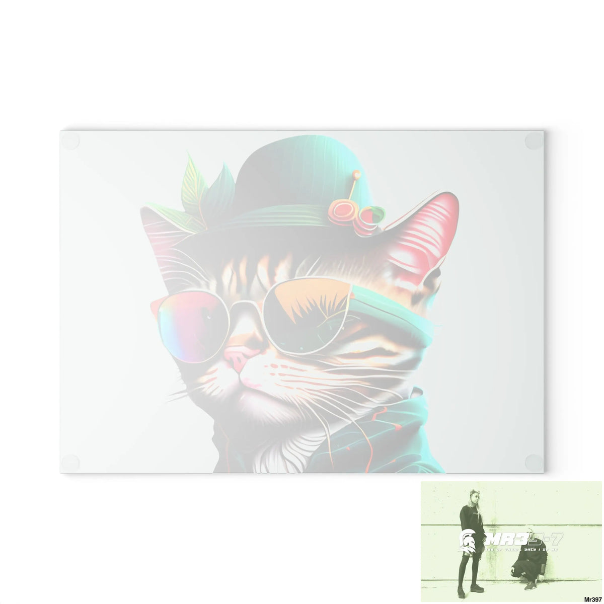 Dancing Cat with Sunglasses and Hat Cutting Board Home Decor