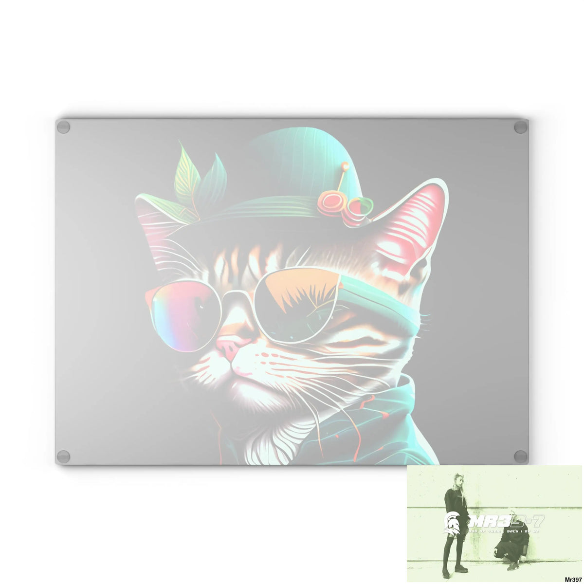 Dancing Cat with Sunglasses and Hat Cutting Board Home Decor
