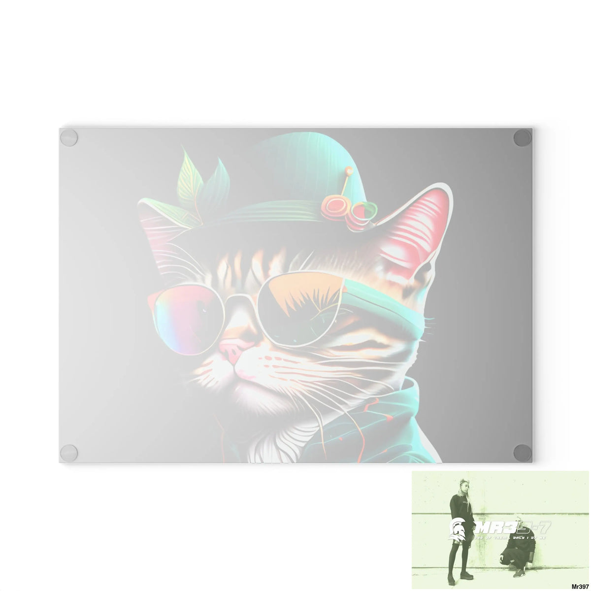 Dancing Cat with Sunglasses and Hat Cutting Board Home Decor