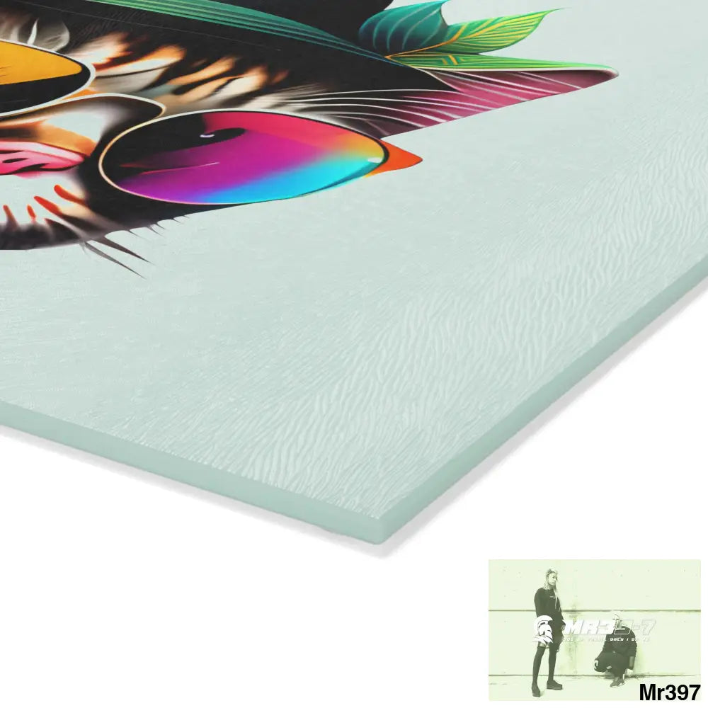 Dancing Cat with Sunglasses and Hat Cutting Board Home Decor