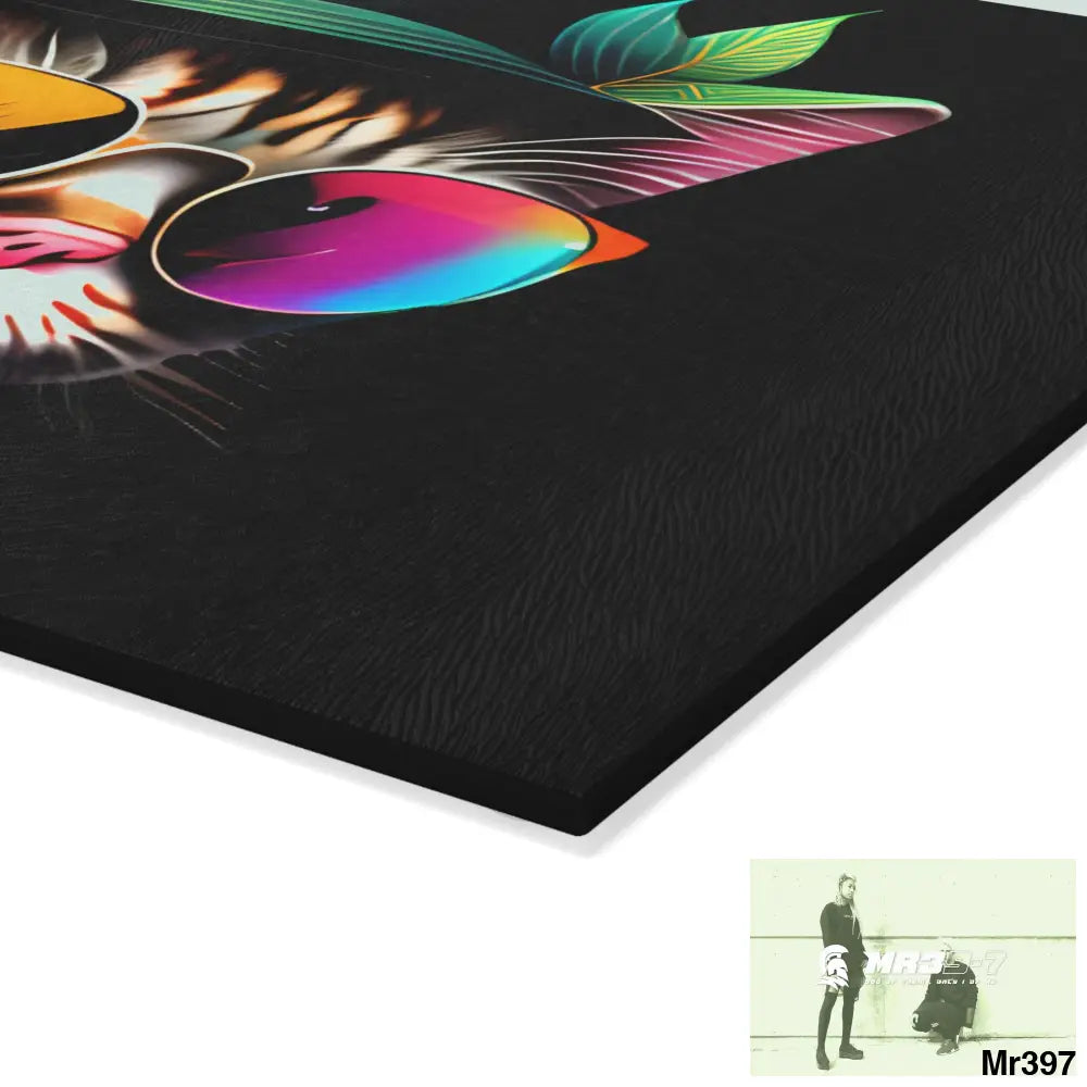 Dancing Cat with Sunglasses and Hat Cutting Board Home Decor