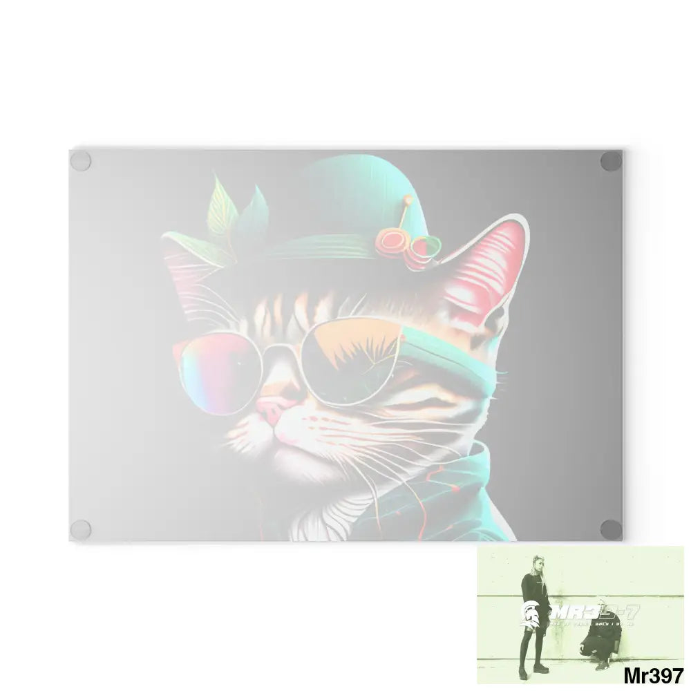 Dancing Cat with Sunglasses and Hat Cutting Board Home Decor