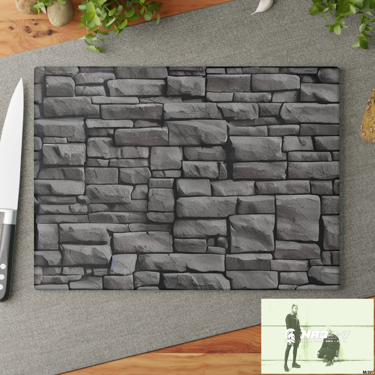 Dark Black Brick Wall 3D 32K Hyper Realistic Cutting Board Home Decor