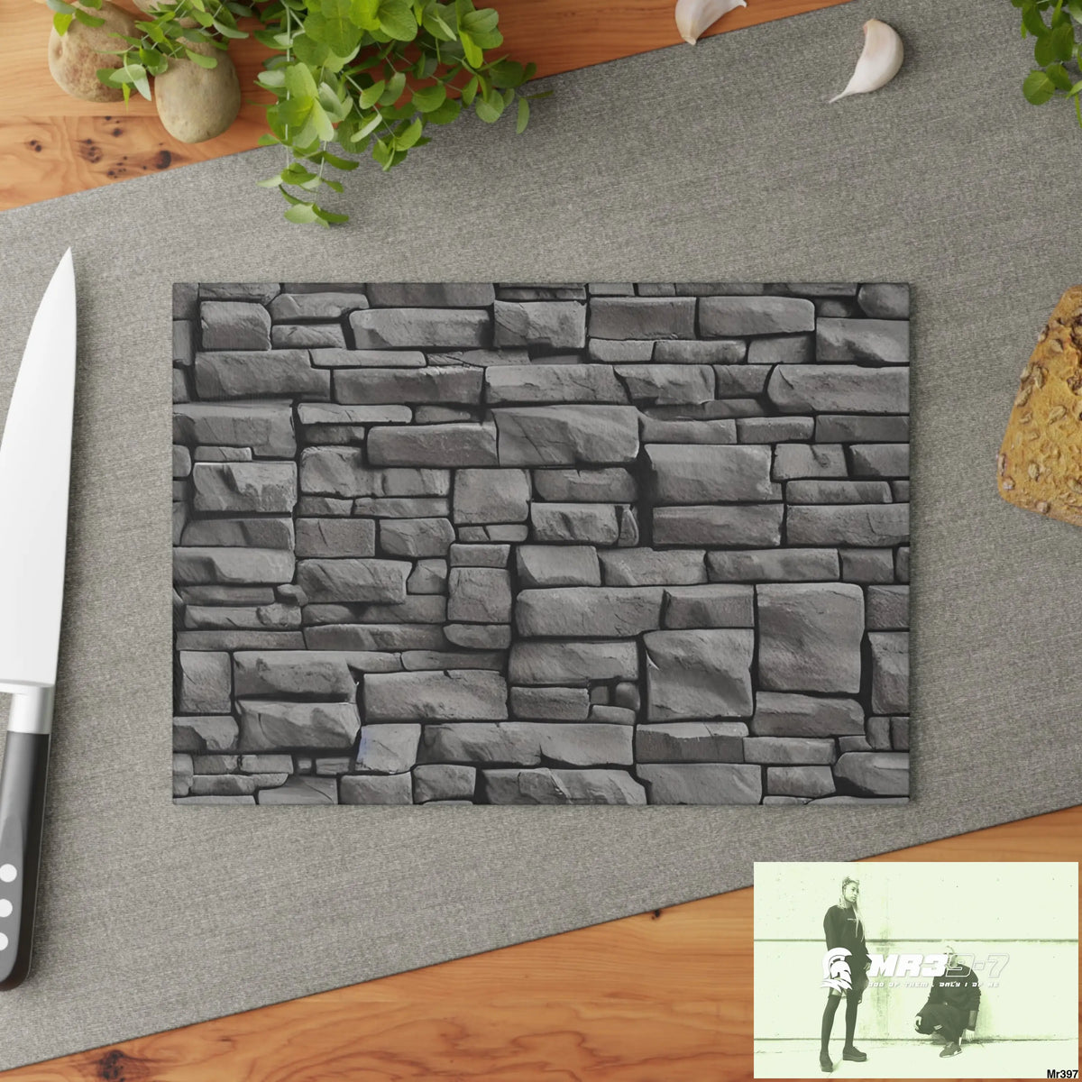 Dark Black Brick Wall 3D 32K Hyper Realistic Cutting Board Home Decor