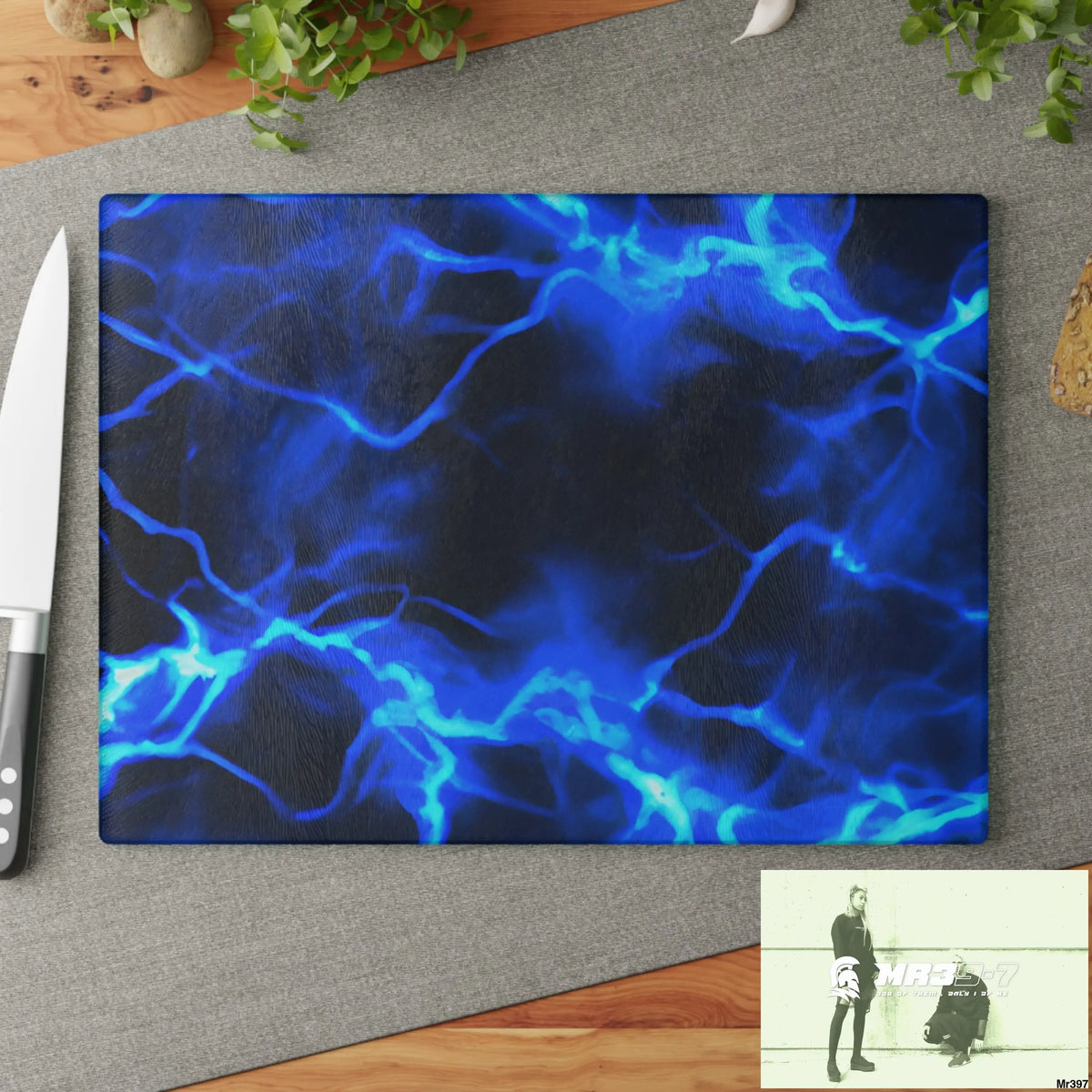Electric Blue Glass Cutting Board Home Decor