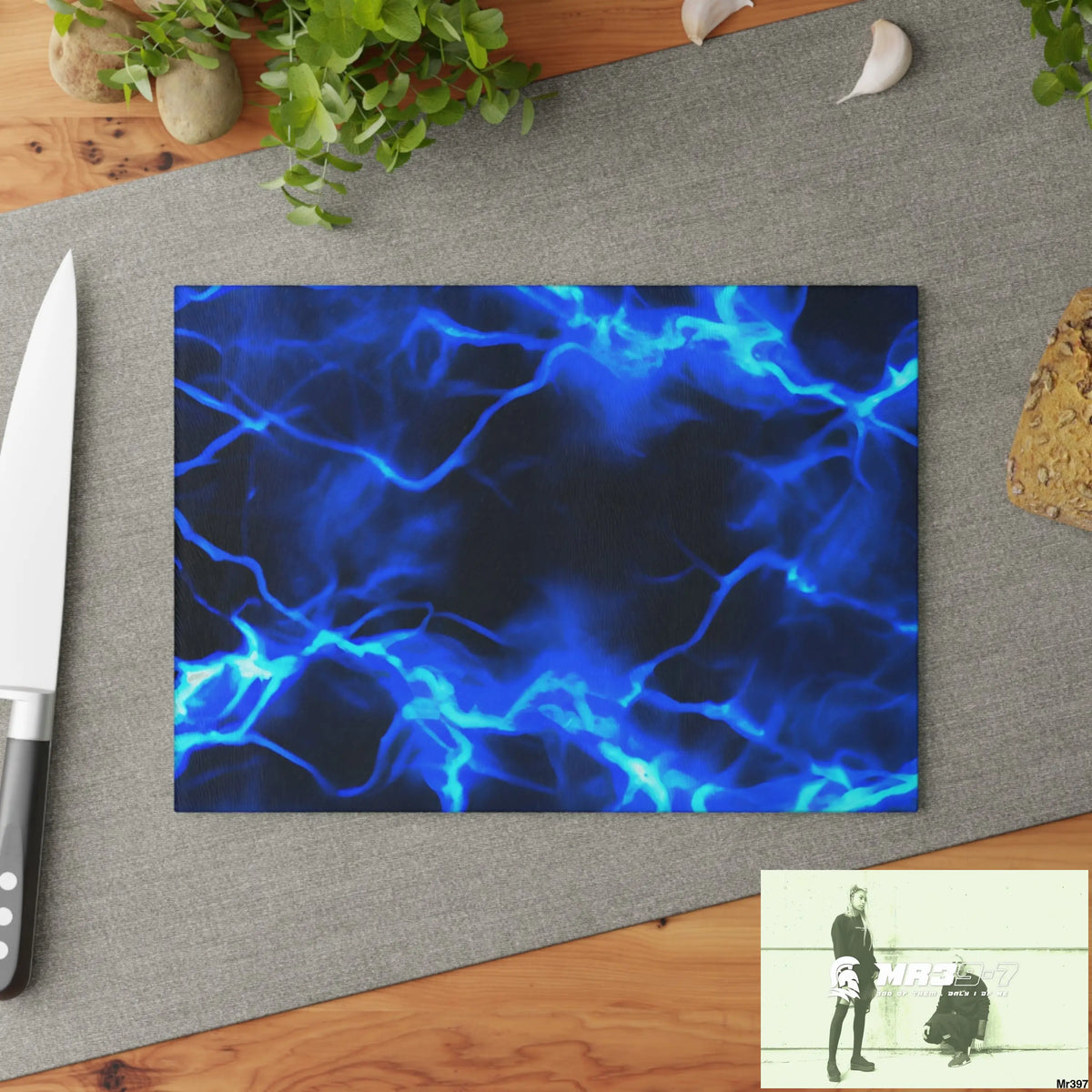 Electric Blue Glass Cutting Board Home Decor