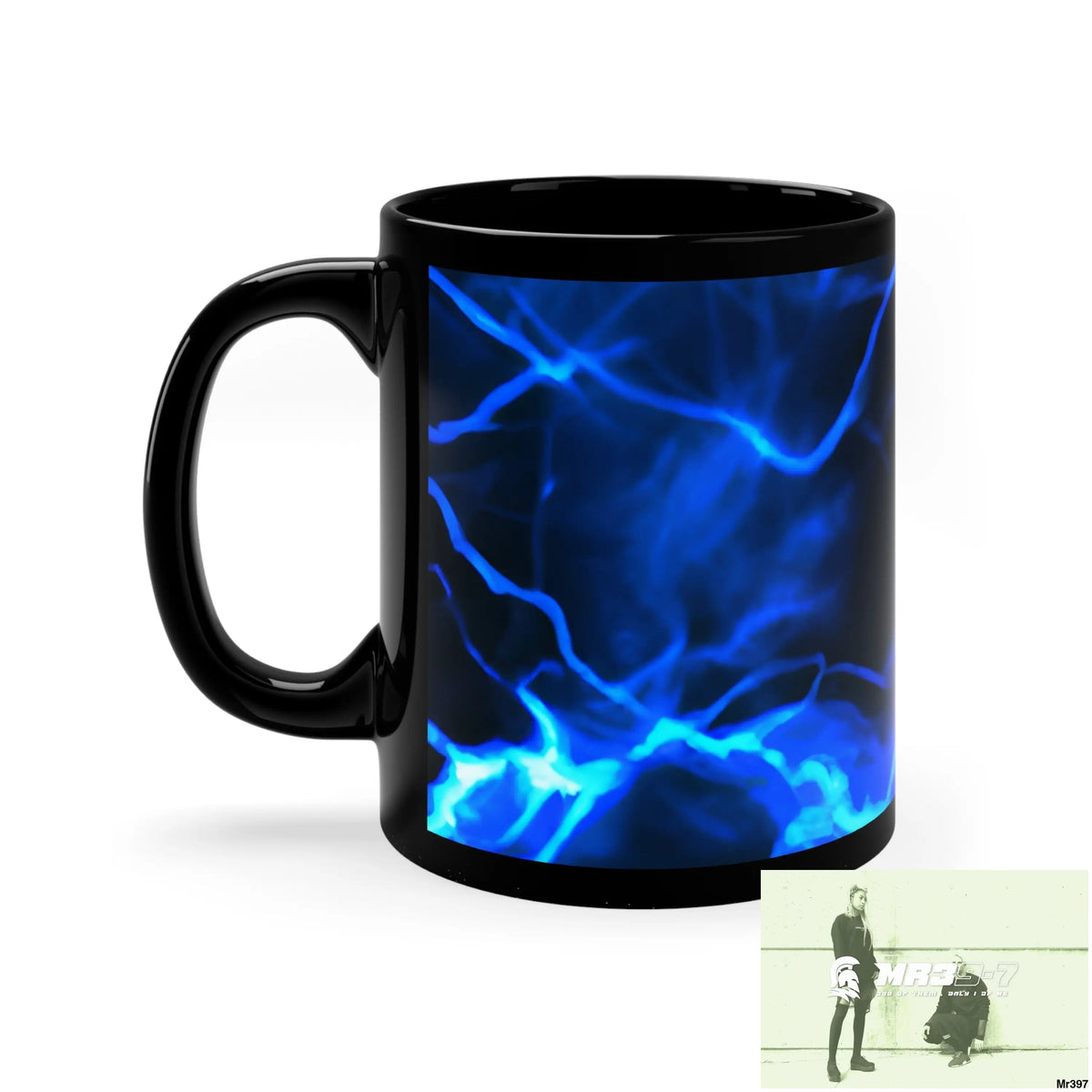 Electric Blue Lightening 11oz Black Mug 11oz Mug