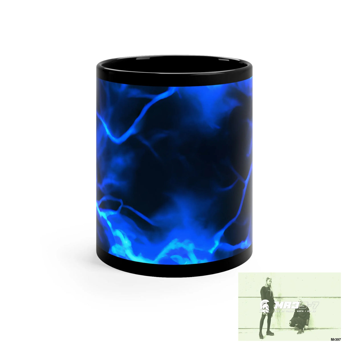 Electric Blue Lightening 11oz Black Mug 11oz Mug