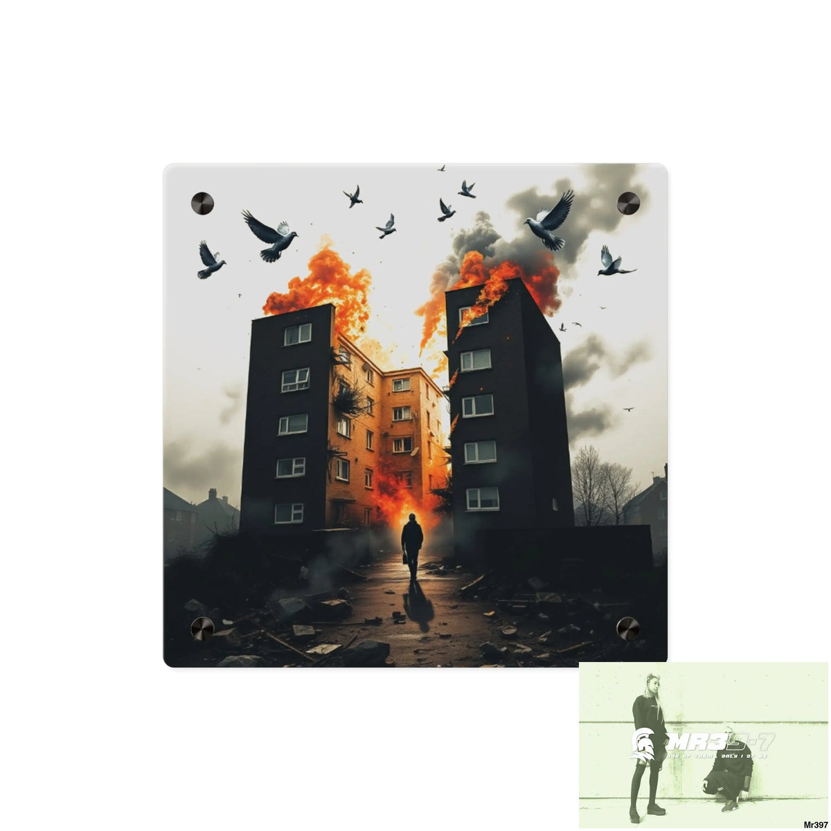 Escape from the block no 2 2628 days Death Flat Covert Failures Ltd Edition no 22 Acrylic Wall Art Panels 11’’ x 11’’