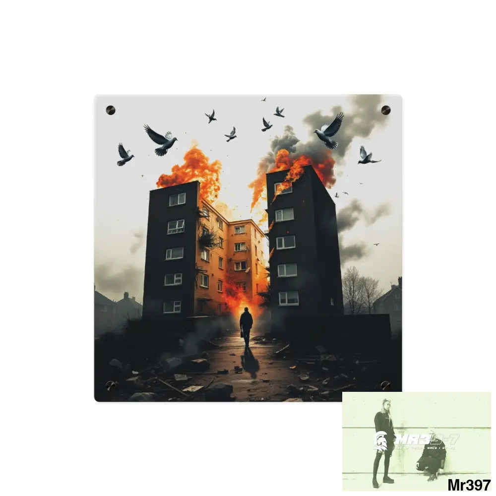 Escape from the block no 2 2628 days Death Flat Covert Failures Ltd Edition no 22 Acrylic Wall Art Panels 16″ x 16″