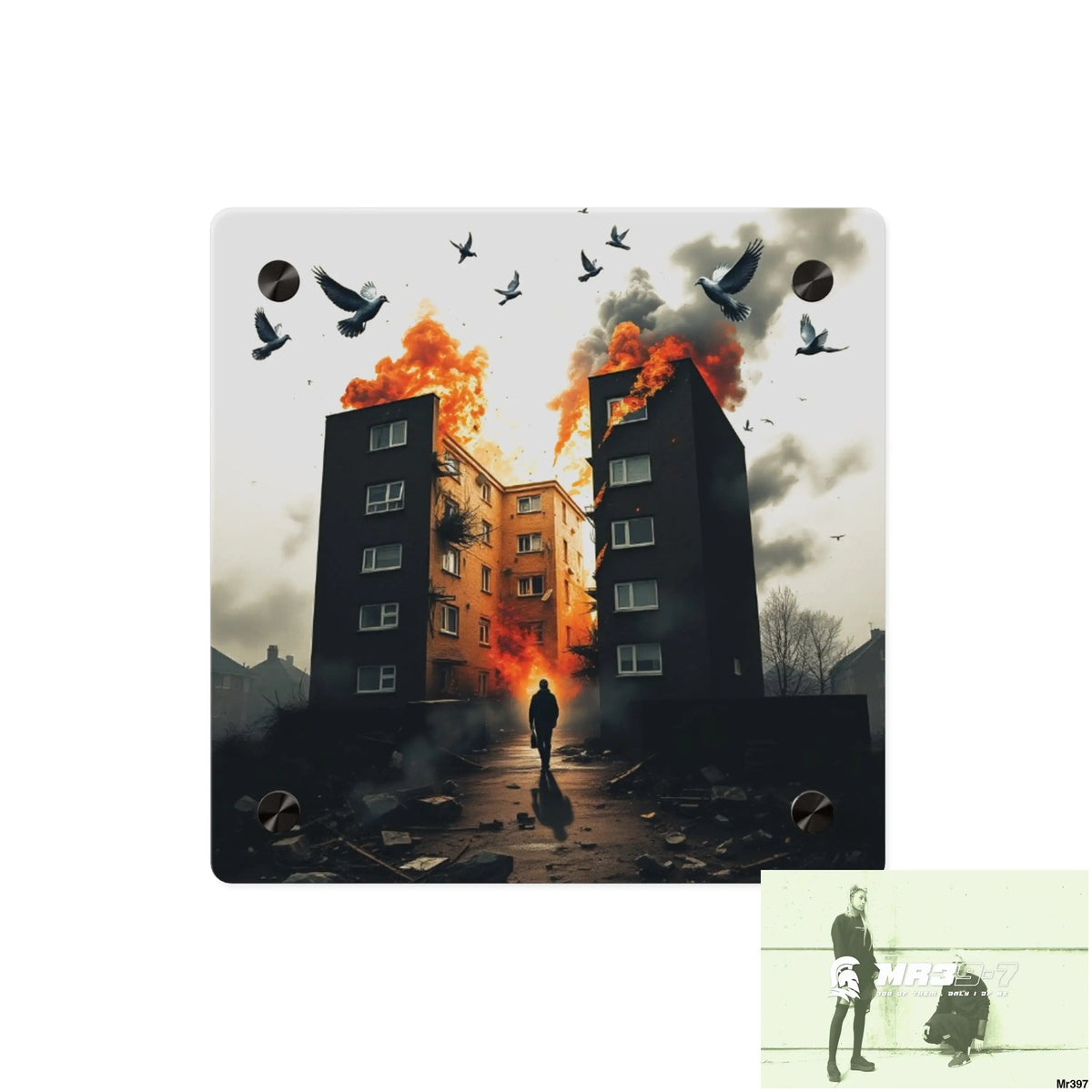 Escape from the block no 2 2628 days Death Flat Covert Failures Ltd Edition no 22 Acrylic Wall Art Panels 8’’ x 8’’