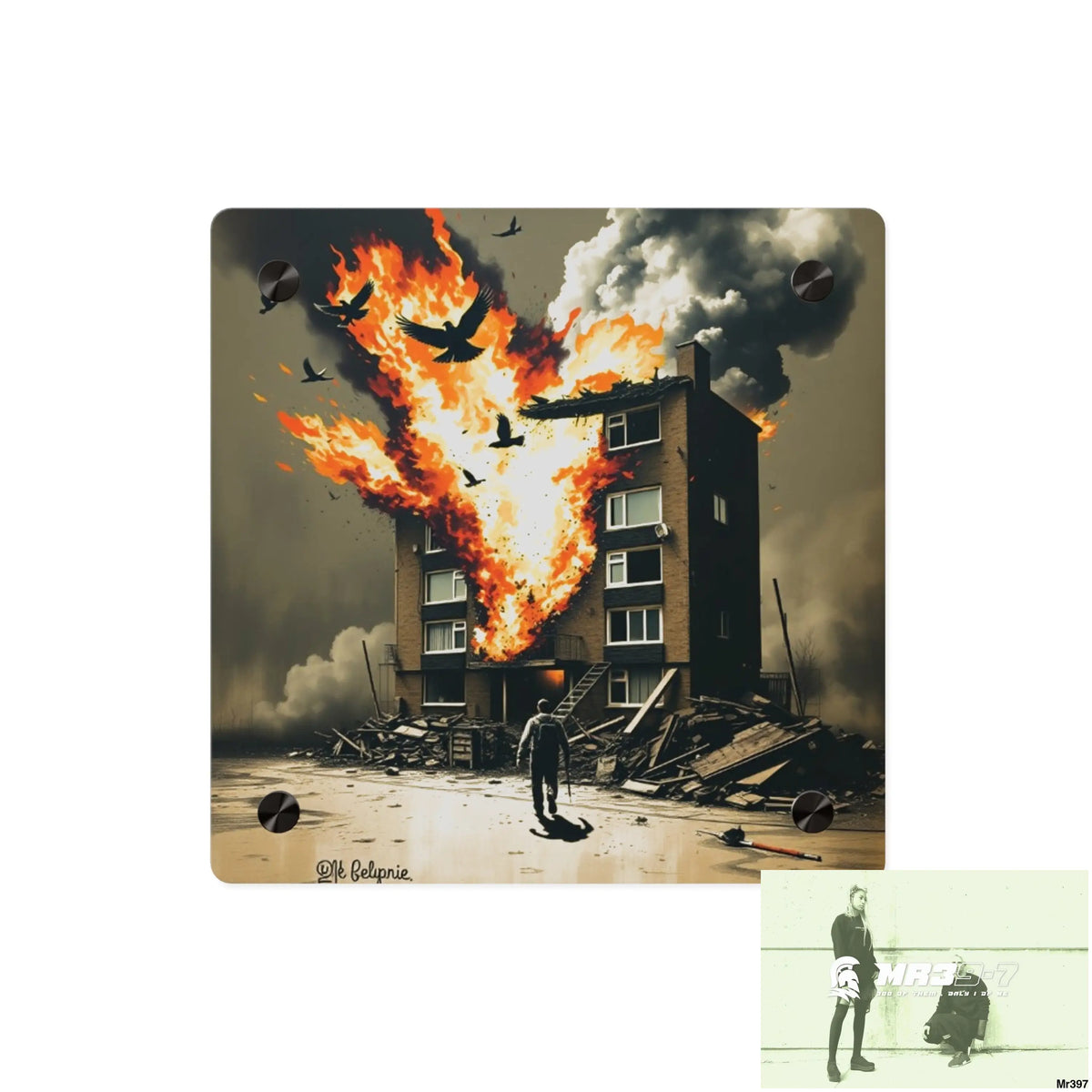 Escape from the block no 3 2628 days Death Flat Covert Failures Ltd Edition no 22 Acrylic Wall Art Panels 8’’ x 8’’