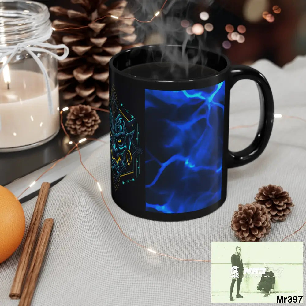 Evil Ronin Samurai with Electric Blue Lightening 11oz Black Mug 11oz Mug