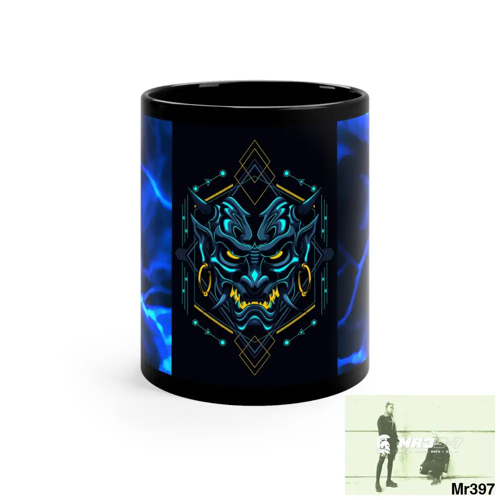 Evil Ronin Samurai with Electric Blue Lightening 11oz Black Mug 11oz Mug