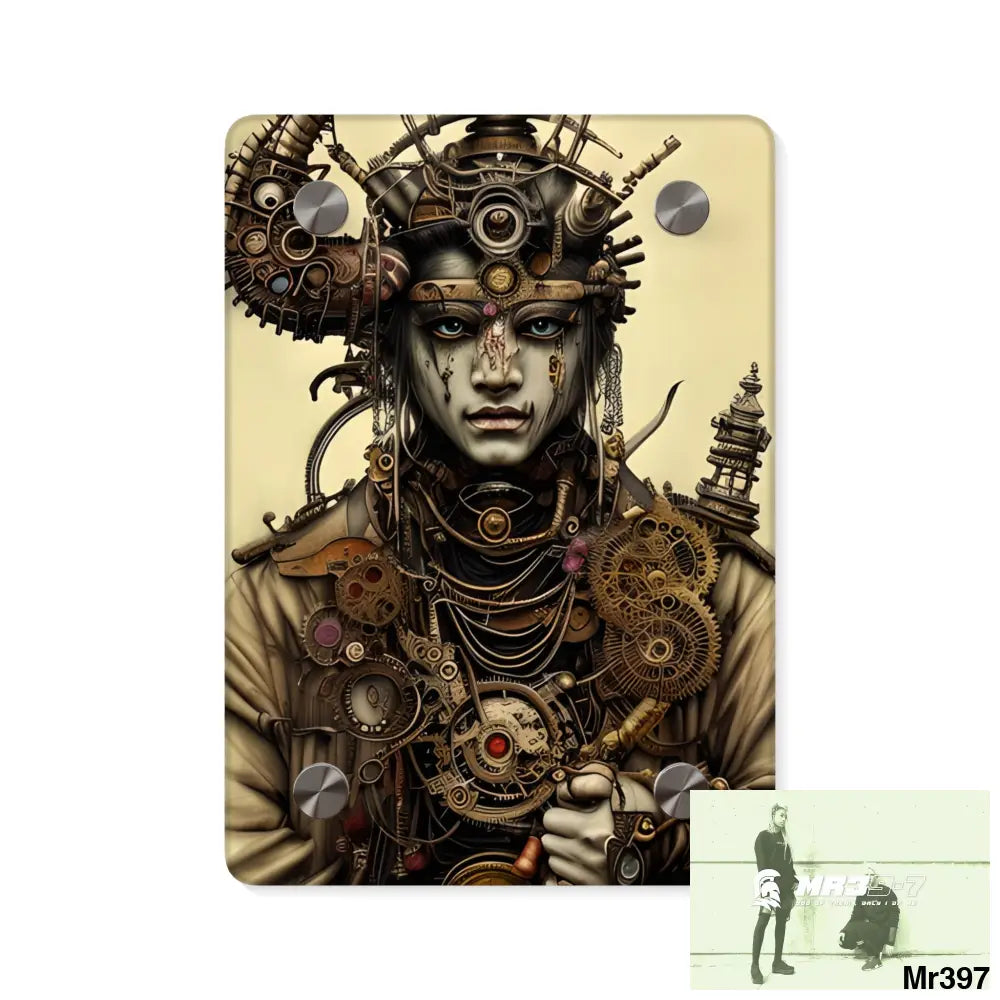 Extreme Realistic Ultra Detailed Male Samurai Vishnu Shiva Steampunk Clockwork Acrylic Wall Art Panels 5’’ x 7’’