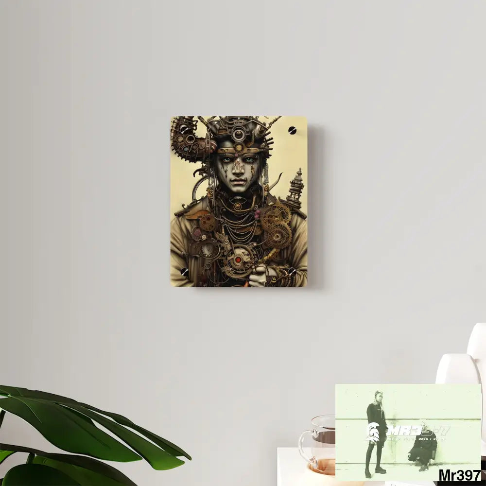 Extreme Realistic Ultra Detailed Male Samurai Vishnu Shiva Steampunk Clockwork Acrylic Wall Art Panels Home Decor