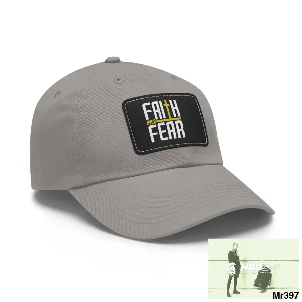 Faith over Fear Dad Hat with Leather Patch (Rectangle) Hats