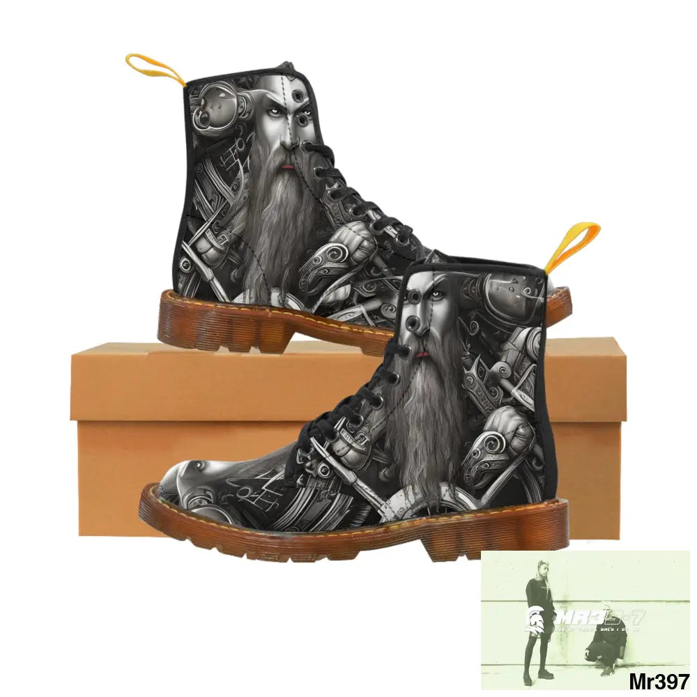 Fantasy Trident Viking Warrior Women’s Canvas Boots US 6.5 / Brown sole Shoes