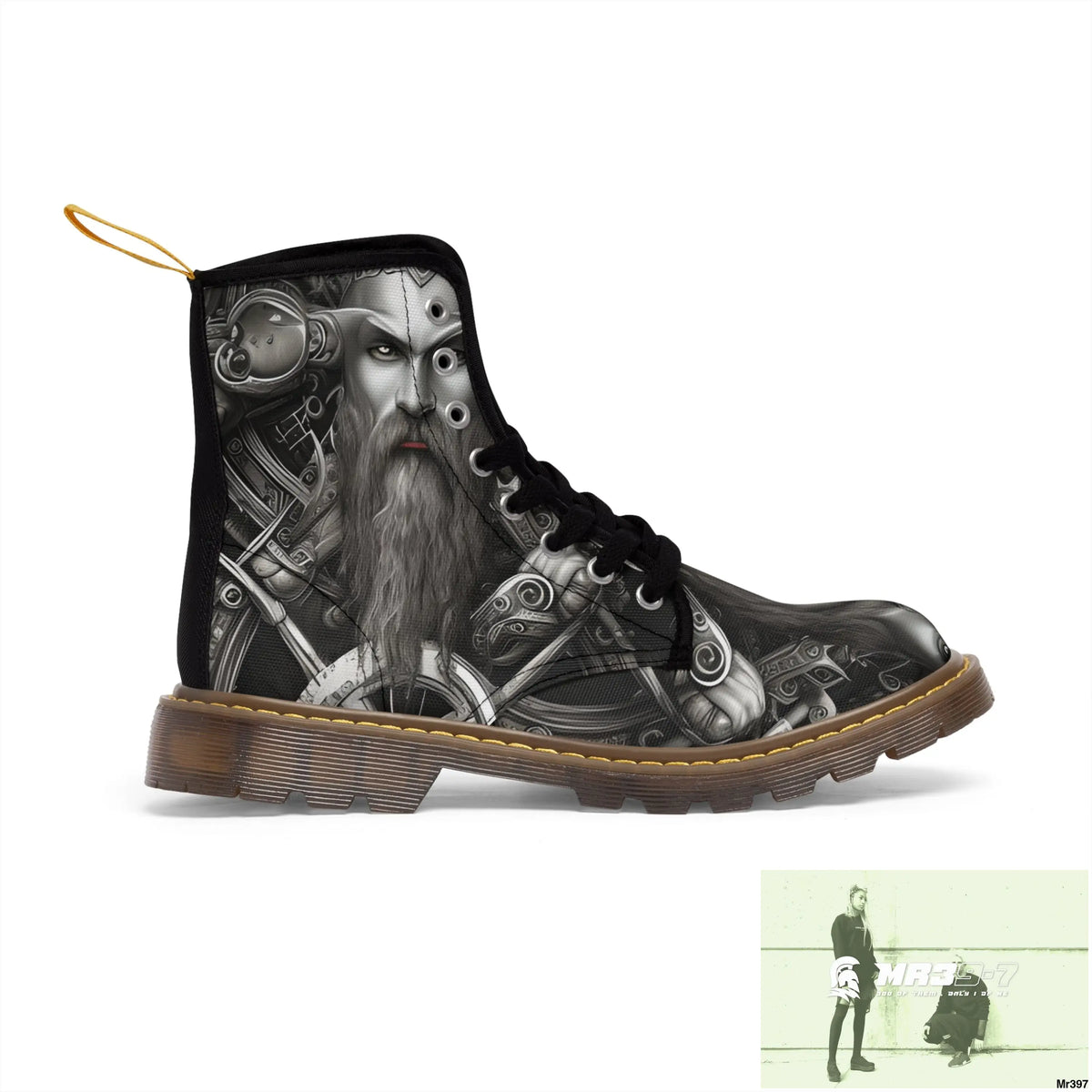 Fantasy Viking Trident Warrior Mens Canvas Boots Shoes