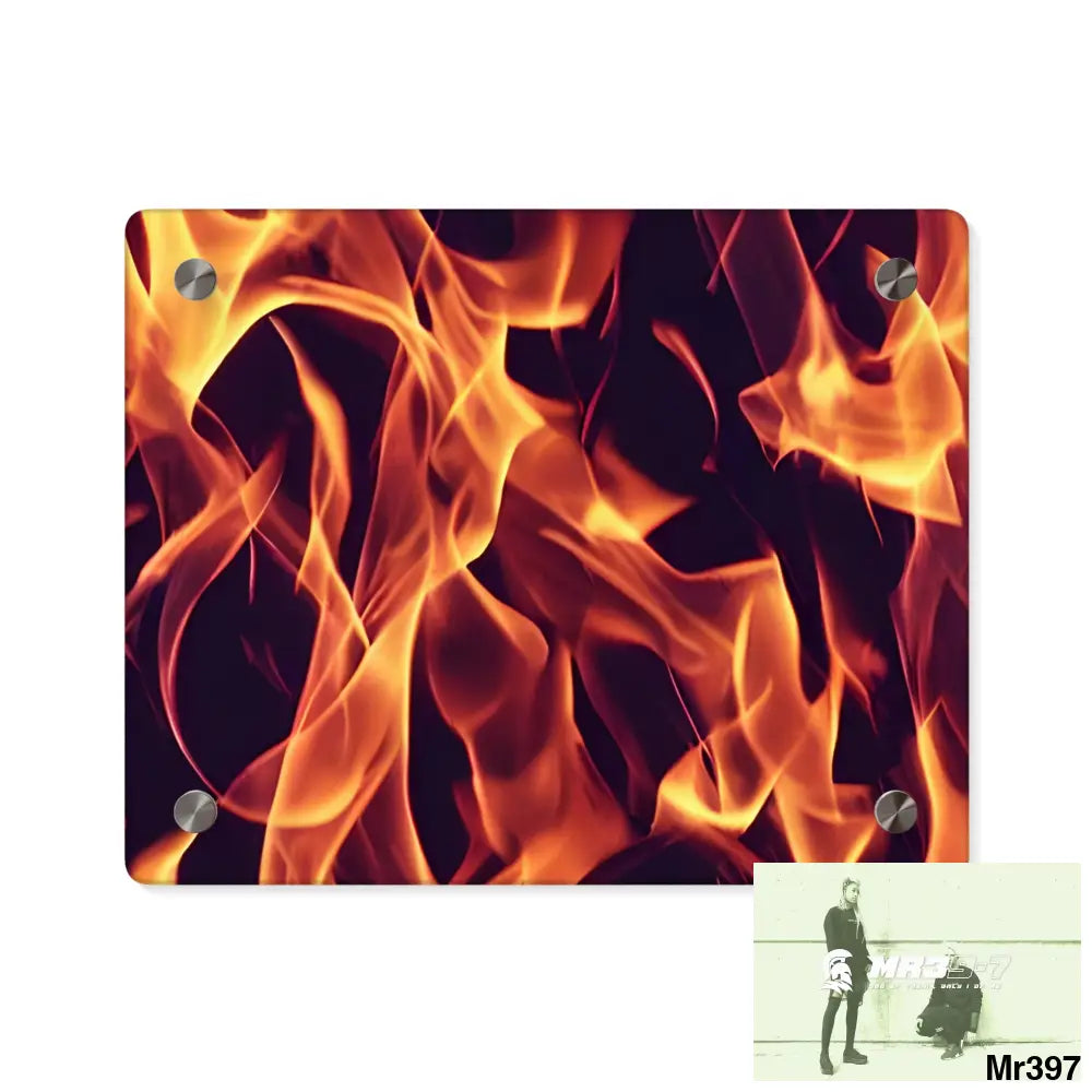 Fire Flames on a Dark Background Acrylic Wall Art Panels 10″ x 8″ (Horizontal) / 0.25’’ Home Decor