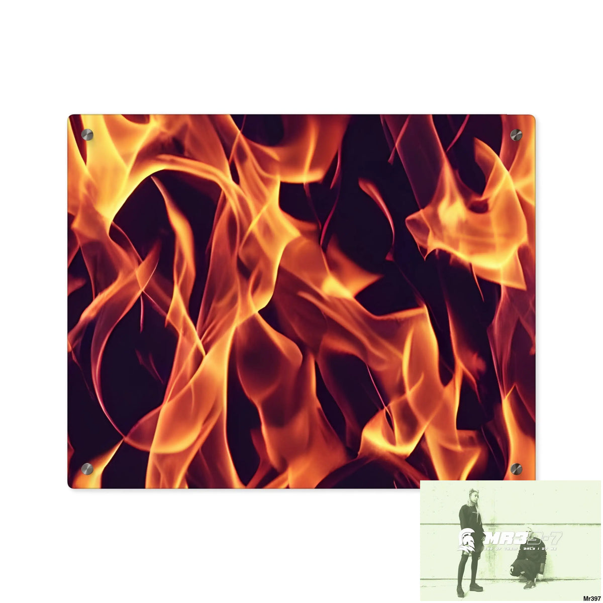 Fire Flames on a Dark Background Acrylic Wall Art Panels 20″ x 16″ (Horizontal) / 0.25’’ Home Decor
