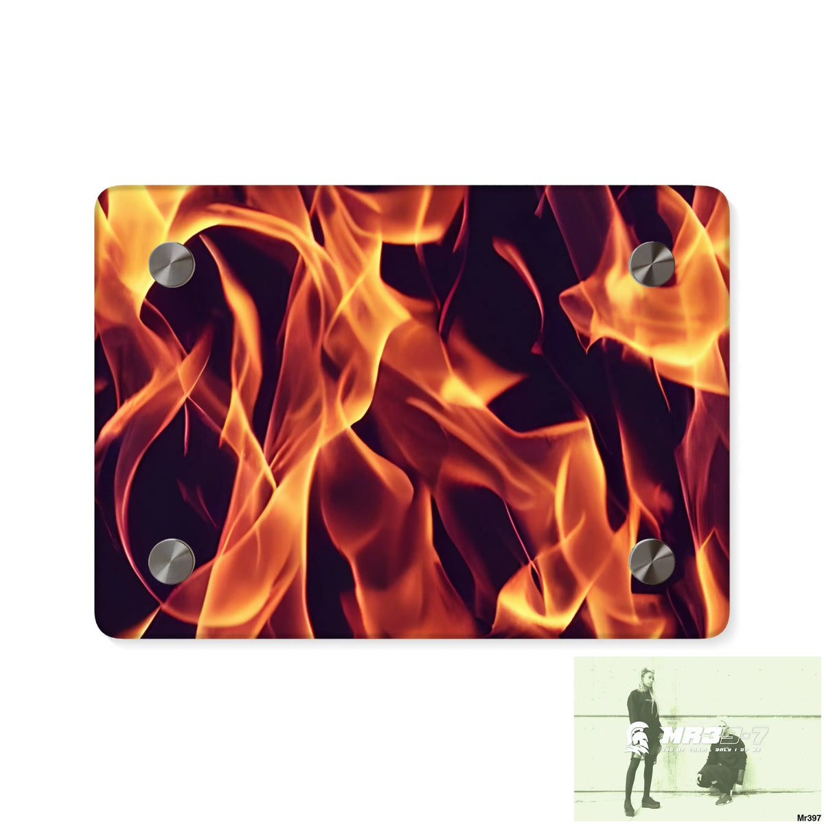 Fire Flames on a Dark Background Acrylic Wall Art Panels 7’’ x 5’’ (Horizontal) / 0.25’’ Home Decor