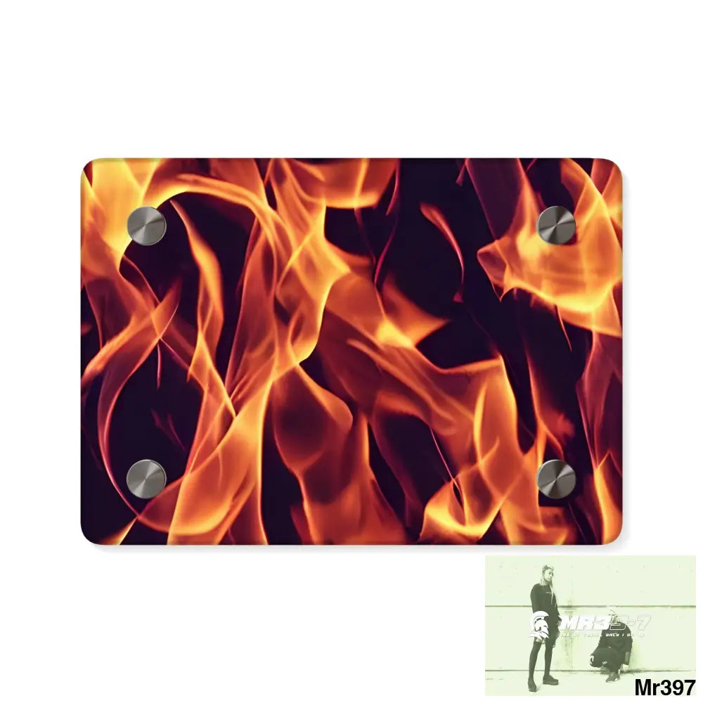 Fire Flames on a Dark Background Acrylic Wall Art Panels 7’’ x 5’’ (Horizontal) / 0.25’’ Home Decor