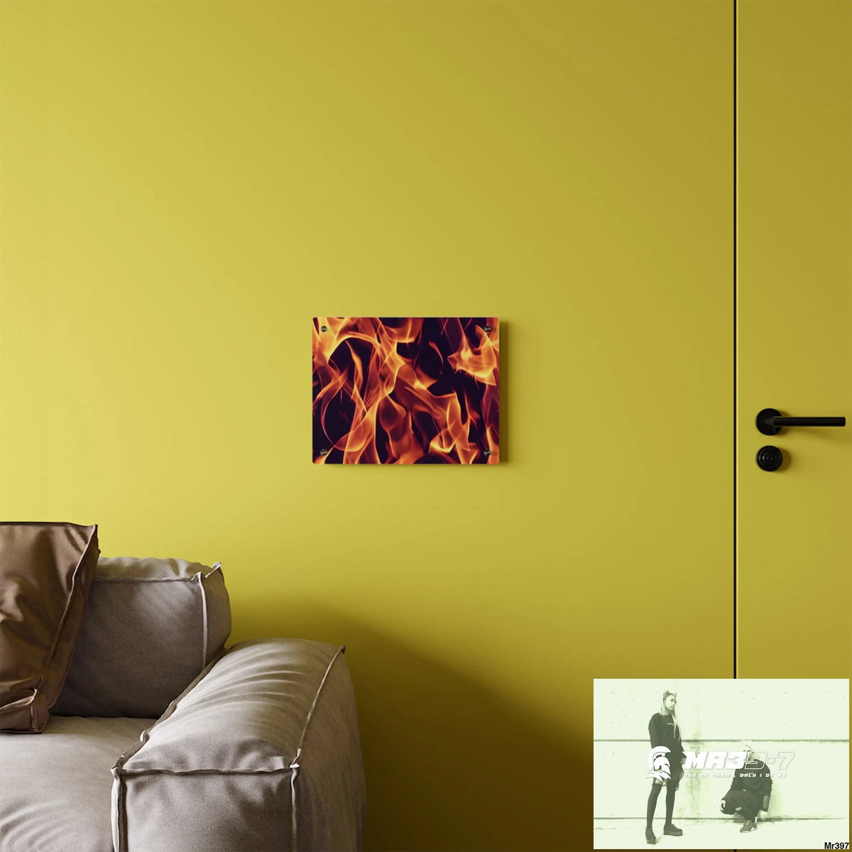 Fire Flames on a Dark Background Acrylic Wall Art Panels Home Decor