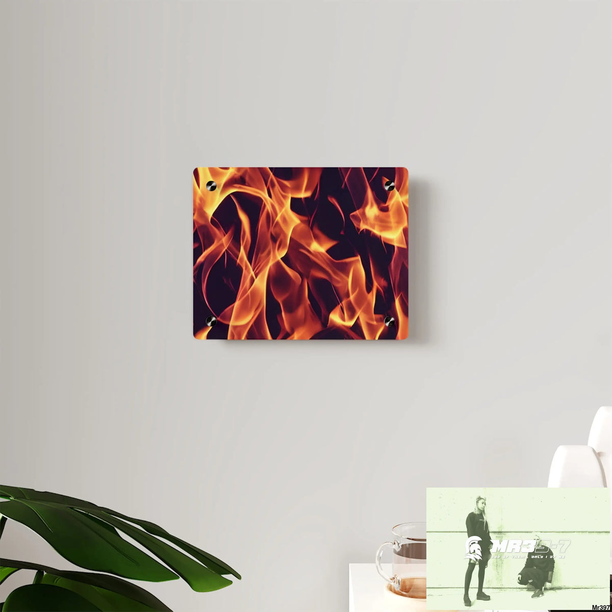 Fire Flames on a Dark Background Acrylic Wall Art Panels Home Decor