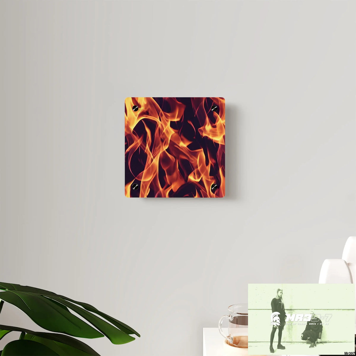 Fire Flames on a Dark Background Acrylic Wall Art Panels Home Decor
