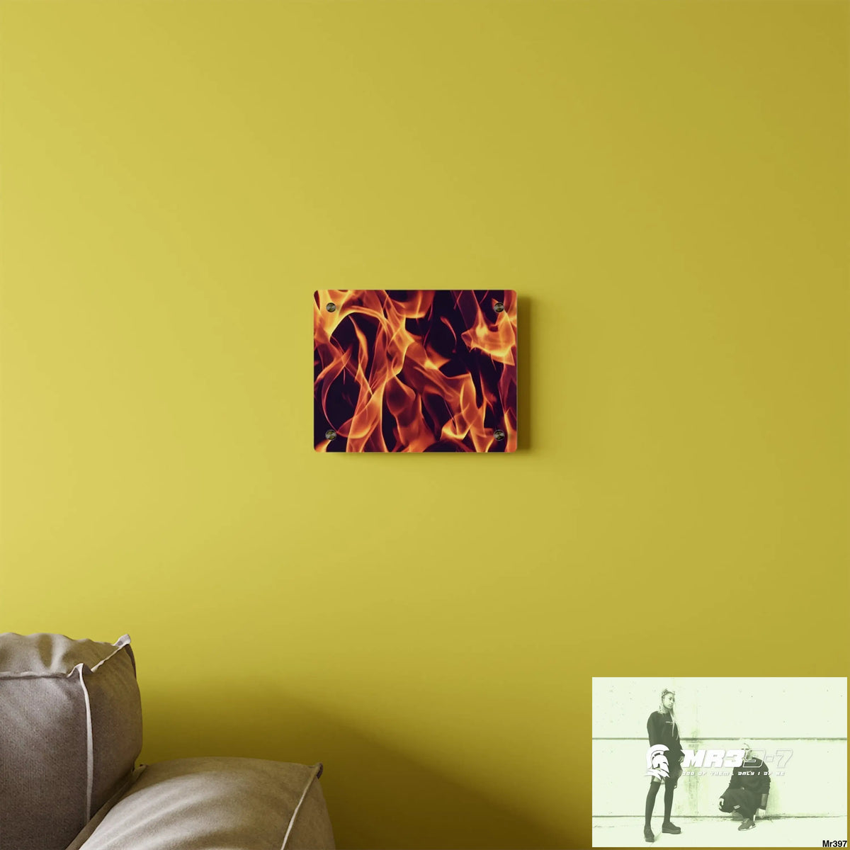 Fire Flames on a Dark Background Acrylic Wall Art Panels Home Decor
