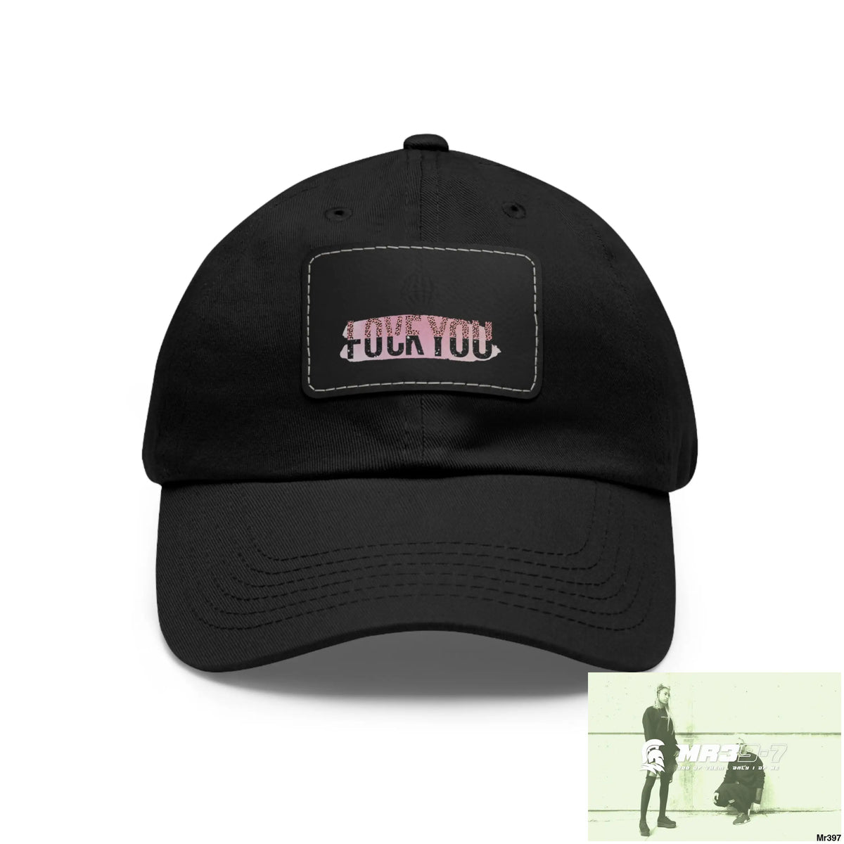 Fuck/Love You Dad Hat with Leather Patch (Rectangle) Black / Black patch / Rectangle / One size Hats