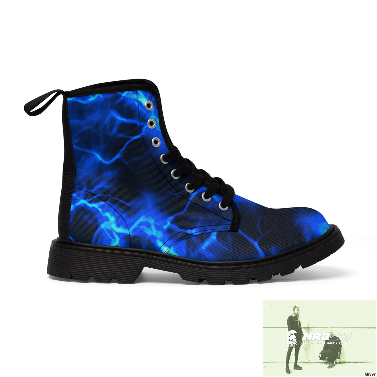 Full Blue Lightening Canvas Boots AOP US 7 / Black sole Shoes