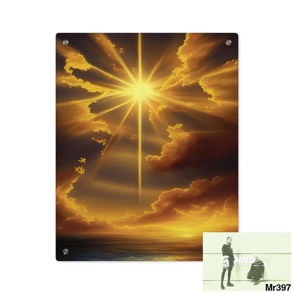 Golden Sunrise at the Old Rugged Cross Acrylic Wall Art Panels 16″ x 20″ (Vertical) / 0.25’’ Home Decor