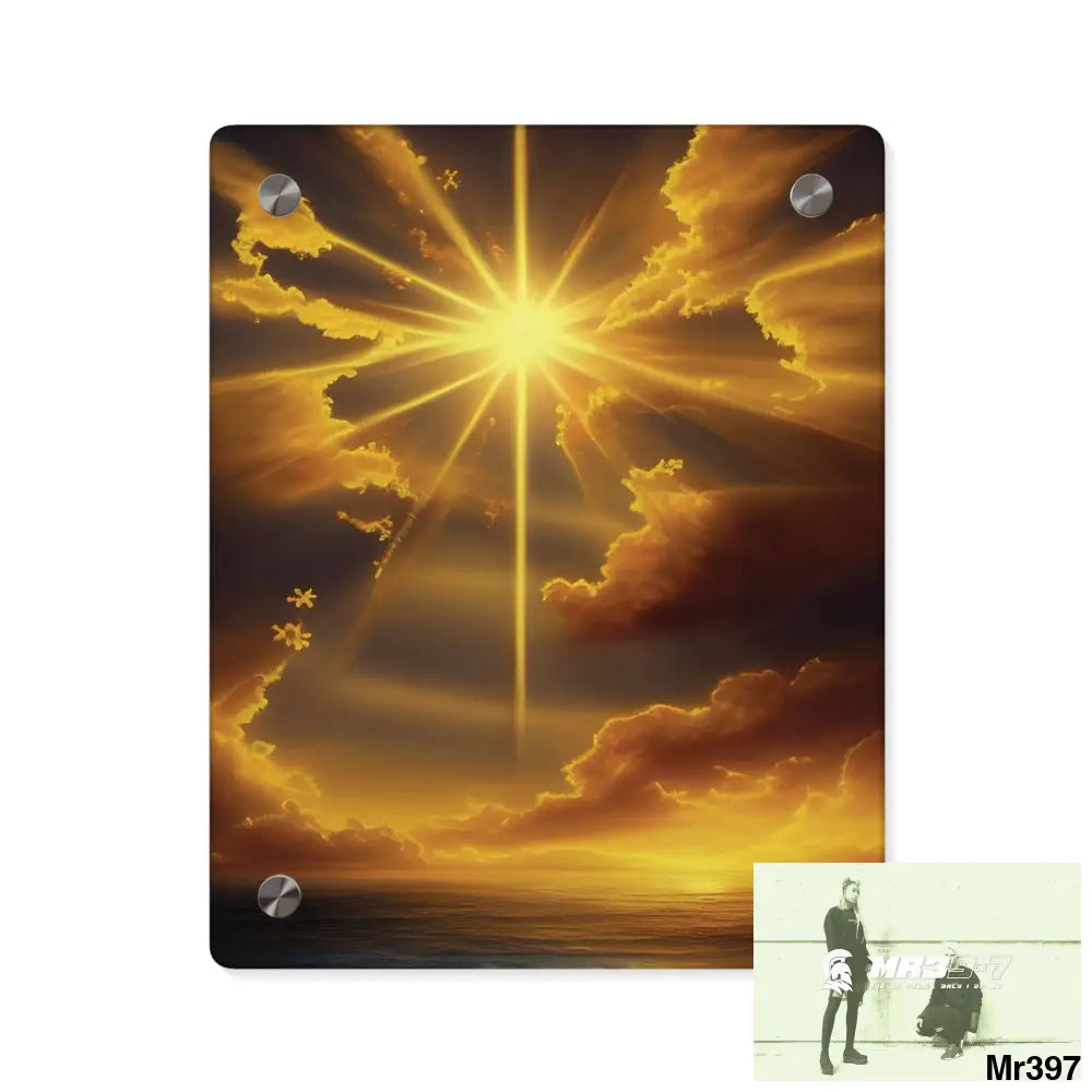 Golden Sunrise at the Old Rugged Cross Acrylic Wall Art Panels 8″ x 10″ (Vertical) / 0.25’’ Home Decor