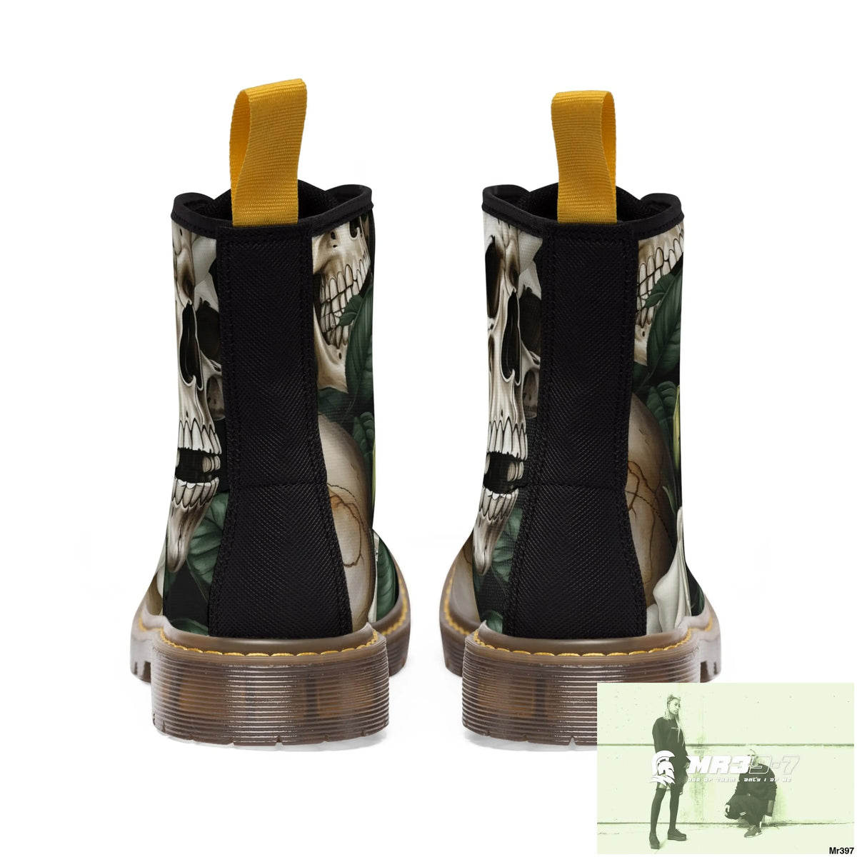 Gothic Deep Red Skulls and Roses Women’s Canvas Boots Shoes