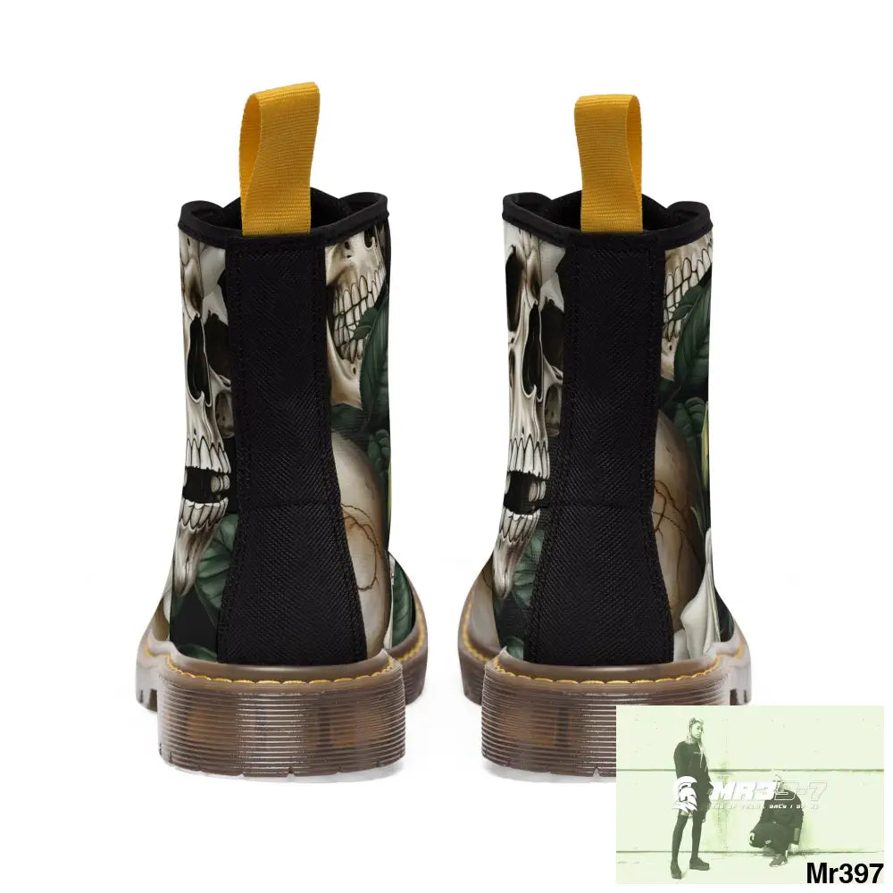 Gothic Deep Red Skulls and Roses Women’s Canvas Boots Shoes