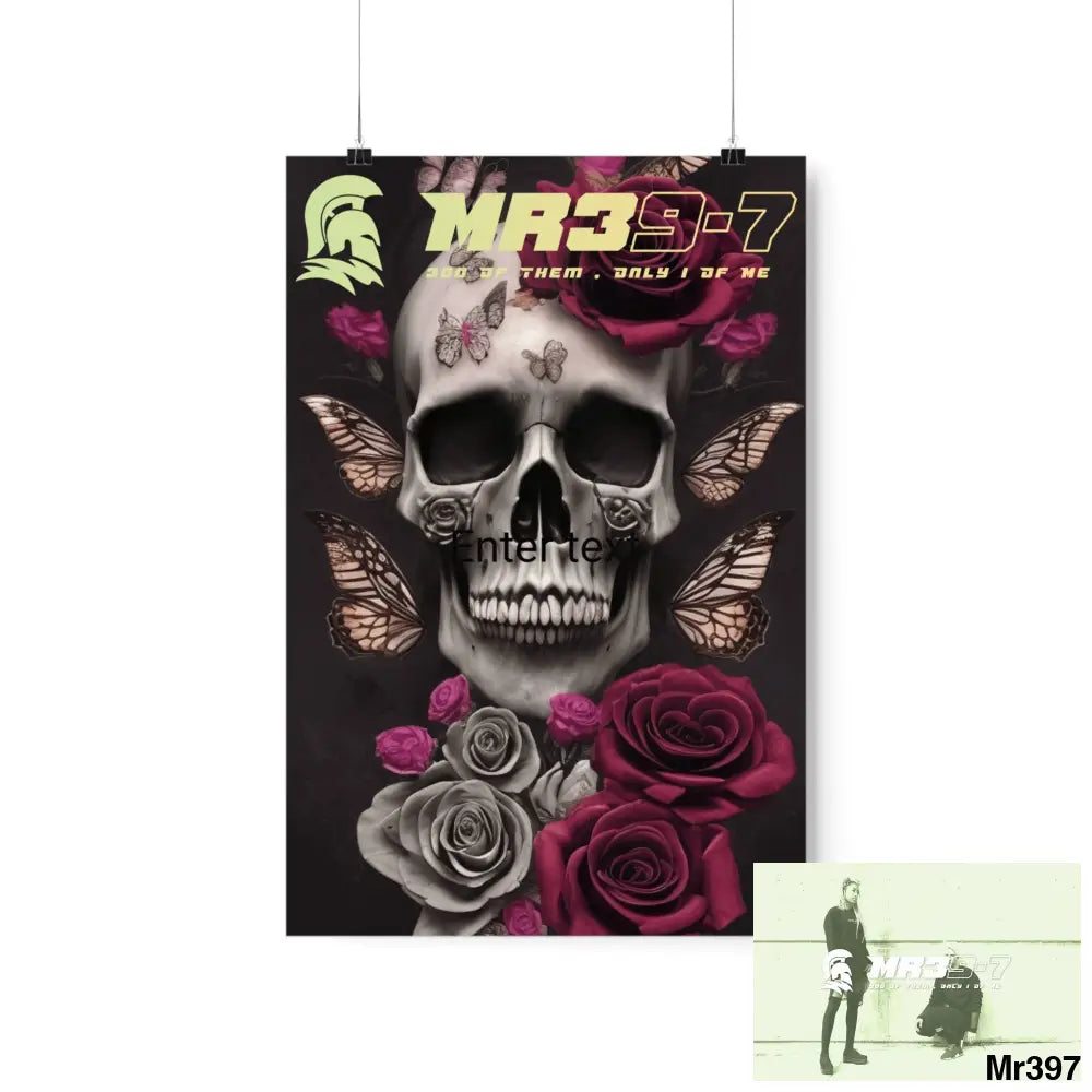 Gothic skills roses and butterflies Matte Vertical Posters 12″ x 18″ / Matte Poster