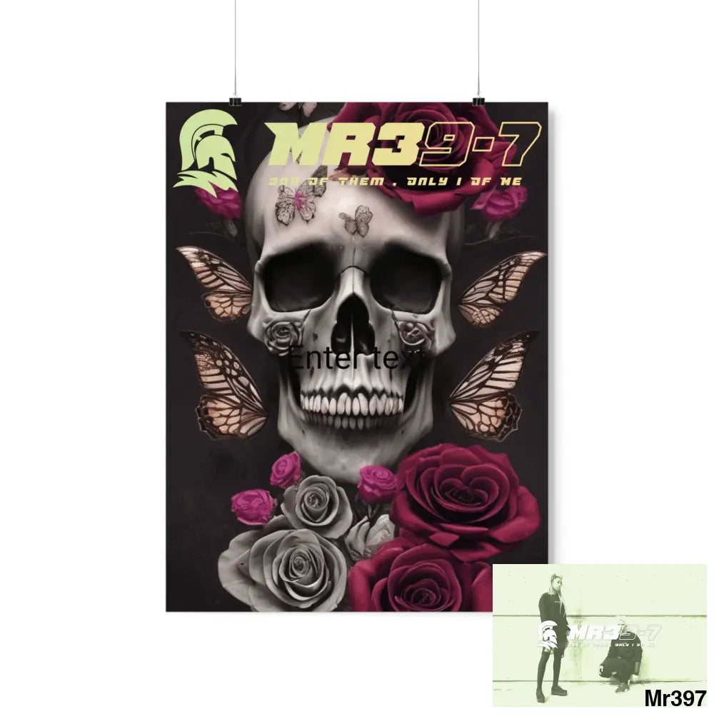 Gothic skills roses and butterflies Matte Vertical Posters 18″ x 24″ / Matte Poster