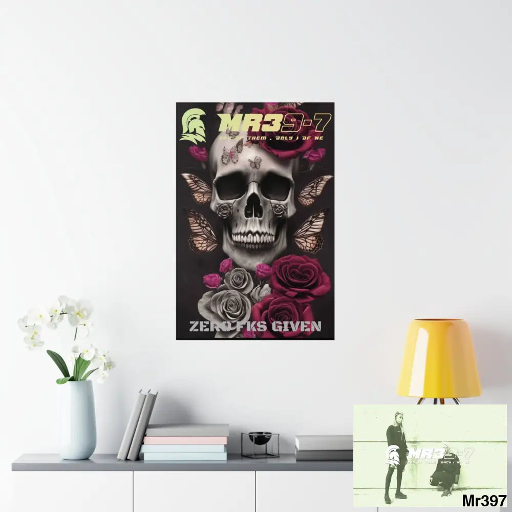 Gothic skills roses and butterflies Matte Vertical Posters Poster